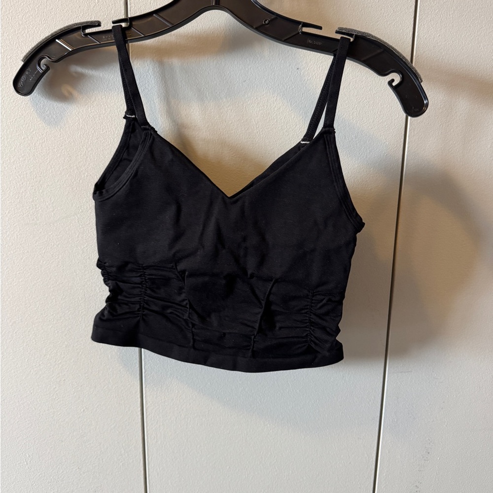 FP Movement by Free People Black Ruched Cropped Tank